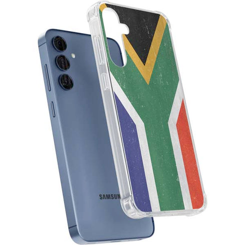South Africa Flag Distressed Galaxy A35 5G Clear Case
